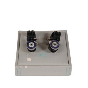 Tateossian London RT Scoubidou Pivot Button Wraparound Evil Eye Cufflinks Purple